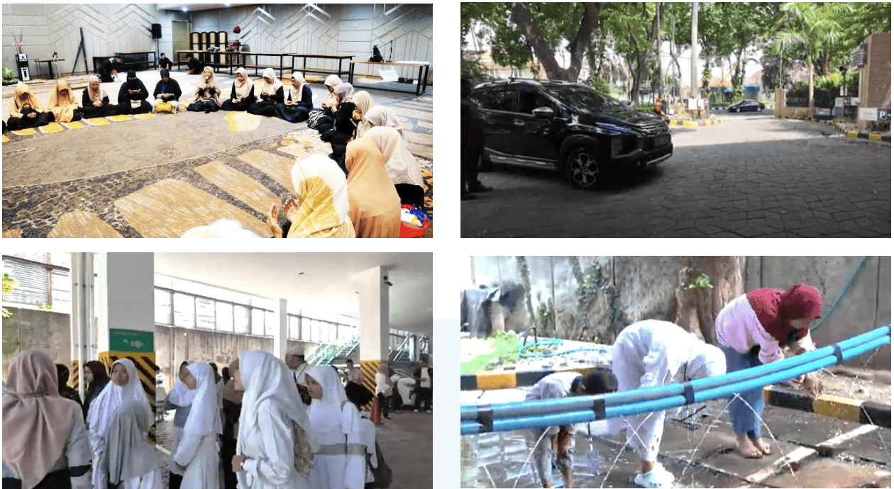 Persiapan panitia semua SIE di Ballroom 1 dan 2, dan kedatangan Peserta di halamanHotel Mercure Surabaya Grand Mirama langsung berwudhu untuk persiapan Sholat Ashar 